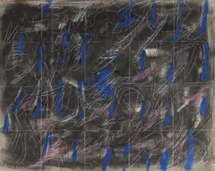Manuscris matematic by Nistor Coita, acuarelă, creioane colorate şi accente de ulei pe hârtie, offered Mar 2017