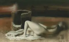 Ion Stendl, Nud, 1984, tempera, creion şi accente de guaşă pe hârtie