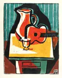 Vasile Dobrian, Chitara roşie, 1962, linogravură
