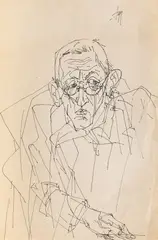 François Pamfil, Autoportret, 1999, peniţă pe hârtie