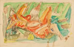 Nud Dada by Marcel Janco, acuarelă pe hârtie lipită pe carton, sold Mar 2017