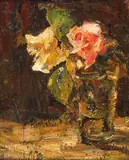 Trandafiri by Rudolf Schweitzer–Cumpăna, ulei pe carton, sold Feb 2017