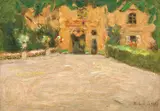 Grădină din Luxembourg by Kimon Loghi, ulei pe carton, sold Feb 2017