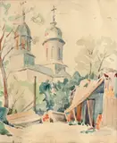 Margine de București by Nicolae Vermont, acuarelă pe hârtie, sold Feb 2017