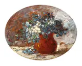 Albăstrele by Eugenia Filotti Atanasiu, ulei pe carton, sold Feb 2017