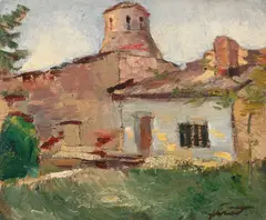 Case dobrogene by Francisc Șirato, ulei pe carton, offered Feb 2017