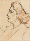 Profil de femeie by Theodor Pallady, grafit şi creion brun pe hârtie lipită pe carton, sold Feb 2017