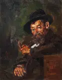 Fumătorul de pipă by Octav Băncilă, 1913, ulei pe pânză, sold Feb 2017