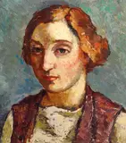 Ieșeancă by Adam Bălţatu, ulei pe carton, sold Feb 2017