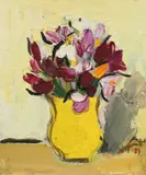 Brânduşe by Vasile Grigore, 1989, ulei pe pânză lipită pe carton, sold Feb 2017