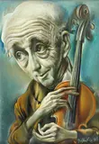 Eugen Bratfanof, Violonistul, 1989, ulei pe pânză lipită pe lemn