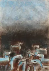 Sabin Bălașa, Lume fantastică, pastel pe hârtie