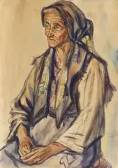 George Löwendal, Țărancă din Prahova, 1944, acuarelă pe hârtie