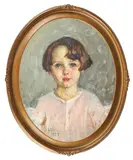 Ochi albaștri by Constantin Isachie Popescu, 1929, ulei pe carton, sold Feb 2017