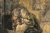 Ignat Bednarik, La gura sobei, acuarelă pe hârtie lipită pe carton