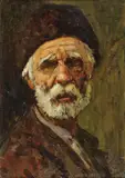 Moș Gheorghe by Ludovic Bassarab, ulei pe carton, sold Feb 2017