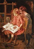 Lecția de seară by Nicolae Vermont, ulei pe carton, sold Feb 2017
