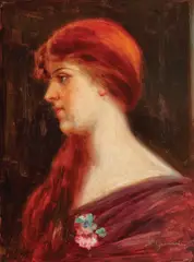 Domniță by Nicolae Grimani, 1910, ulei pe carton, sold Feb 2017