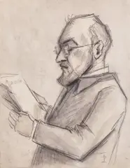 Amatorul de gravuri by Theodor Pallady, creion și laviu pe hârtie lipită pe carton, sold Feb 2017