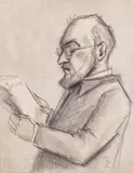 Amatorul de gravuri by Theodor Pallady, creion și laviu pe hârtie lipită pe carton, sold Feb 2017