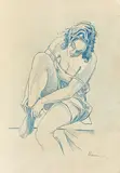 Intimitate by Camil Ressu, creion colorat pe hârtie, sold Feb 2017