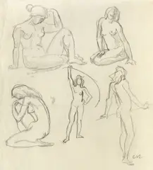 Studii de nud by Camil Ressu, creion pe hârtie, sold Feb 2017