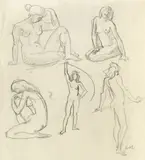 Camil Ressu, Studii de nud, creion pe hârtie