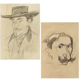 Camil Ressu, Pictorii Samuel Mutzner şi Ipolit Strâmbu, creion pe hârtie