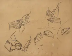 Studiu pentru mâini by Camil Ressu, 1915, creion pe carton subţire, sold Feb 2017