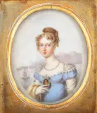 Portretul Mariei-Leopoldina de Austria (sora Mariei Louise Bonaparte) by începutul sec. Xix Școală Central Europeană, cca. 1817, porțelan glazurat pictat manual, offered Dec 2016