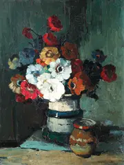 Anemone by Jean Cheller, ulei pe carton, sold Dec 2016