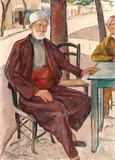 Tache Papatriandafil, Turc la cafenea, 1926, ulei pe carton