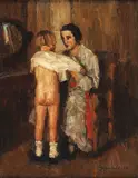 Gheorghe Mărculescu, Pregătiri de grădiniţă, ulei pe pânză