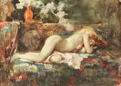 Interior oriental by Ignat Bednarik, 1921, acuarelă pe hârtie, sold Dec 2016