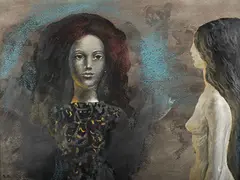 Transcendenţă by Sabin Bălașa, acuarelă şi guaşă pe hârtie lipită pe carton, sold Dec 2016