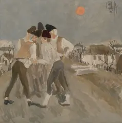Afacerea by Constantin Piliuță, 1985, ulei pe pânză, sold Dec 2016