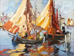 Veliere by Rudolf Négely, ulei pe pânză, sold Dec 2016