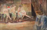 Jules Pascin, Seara la Cabaret, guașă pe hârtie