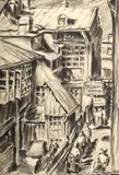 Bucureştiul vechi by Tanți Iliescu-Mihăilescu, tuș pe hârtie, offered Dec 2016