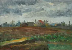 Toamnă by Gheorghe Ionescu, ulei pe pânză lipită pe carton, sold Dec 2016