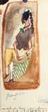 Jules Pascin, Domnișoara, acuarelă pe hârtie lipită pe carton