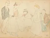 Jules Pascin, Burghezia franceză, tuș și acuarelă pe carton
