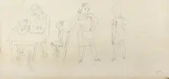 Lecția by Jules Pascin, tuș pe hârtie, sold Dec 2016