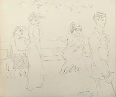 Un Dandy by Jules Pascin, 1910-1912, tuș pe carton, sold Dec 2016