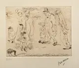 Jules Pascin, Părinți și cerșetori, 1907, gravură cu acul