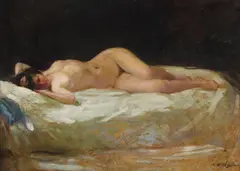Intimitate by Leon Biju, ulei pe placaj, sold Dec 2016