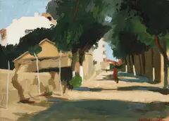 Paul Miracovici, Uliță dobrogenă, guașă pe hârtie