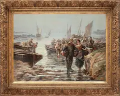 Gustave Vorel, Sat de pescari, ulei pe pânză