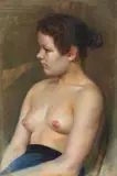 Nud din profil by a doua jumătate a sec. Xix Școală Franceză, pastel pe hârtie lipită pe carton, sold Nov 2016