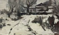 Gheorghe Petrașcu, Iarna pe uliță, cca. 1915, ulei pe pânză
